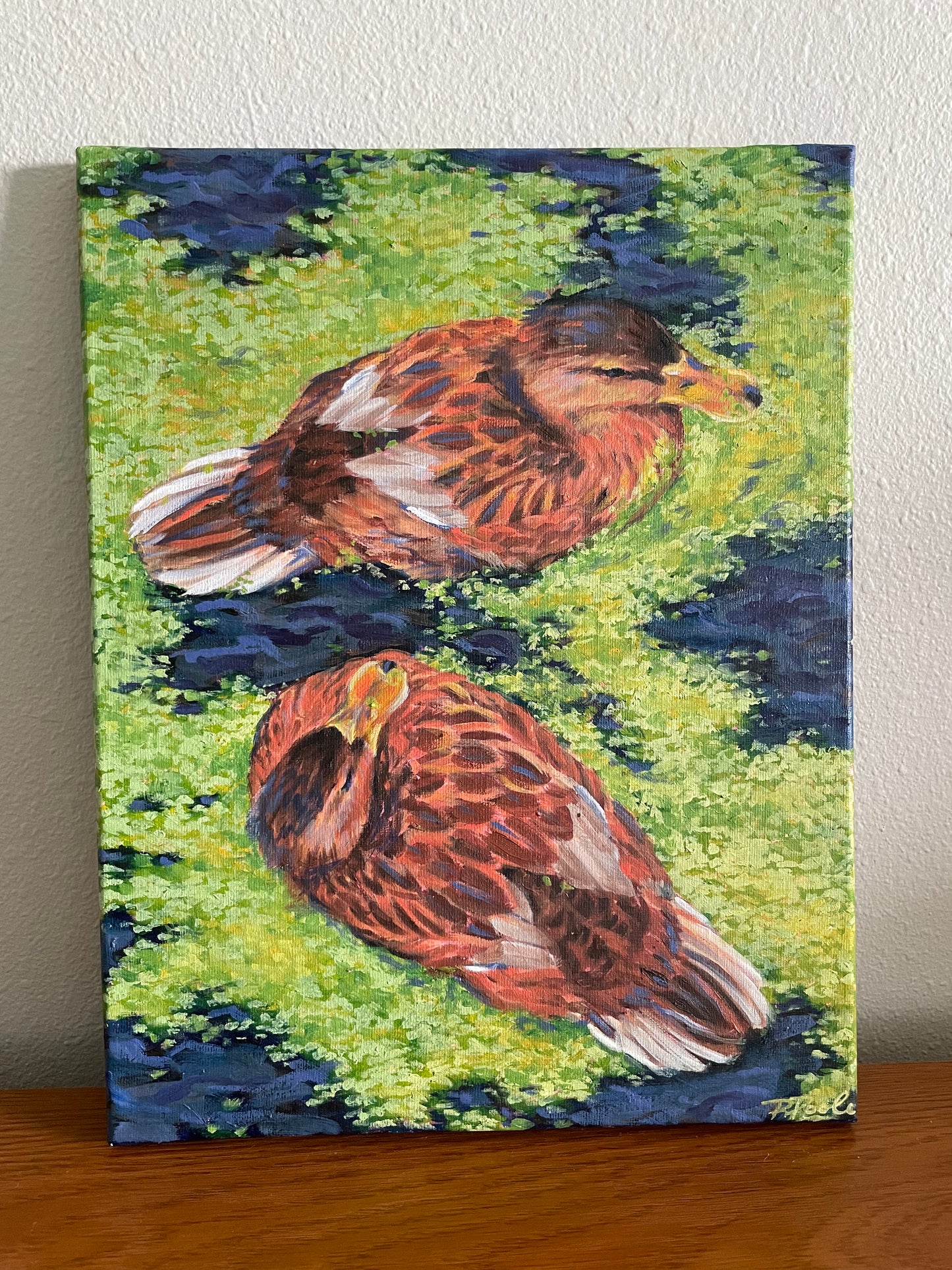 "A Couple Hens" Oil Painting