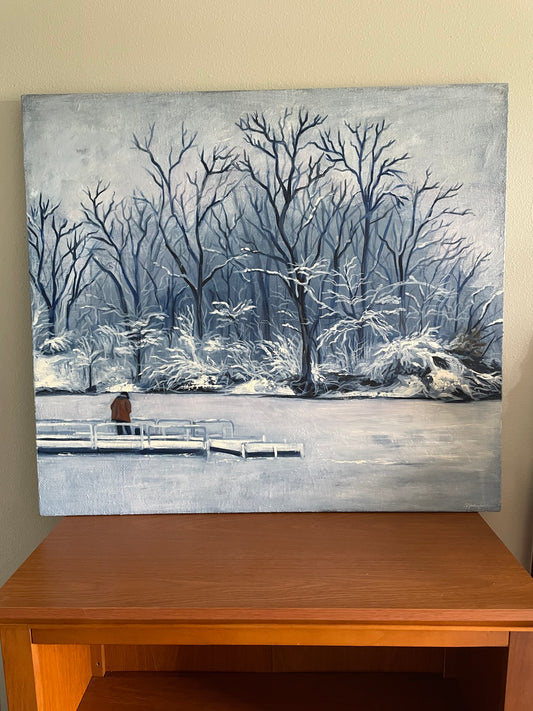 "Ice Fishing" Oil Painting